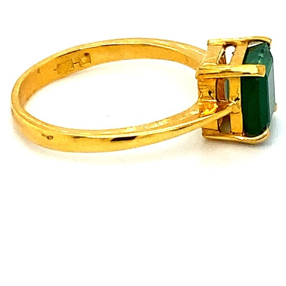 Emerald 1.80ct Solid 22K Yellow Gold Ring - Picture 4 of 7